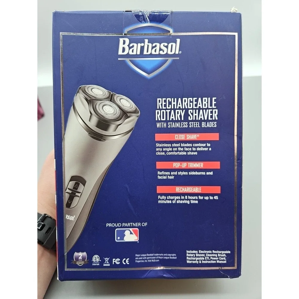 Barbasol‎ Rechargeable Rotary Shaver w/ Stainless Steel Blades New In Box